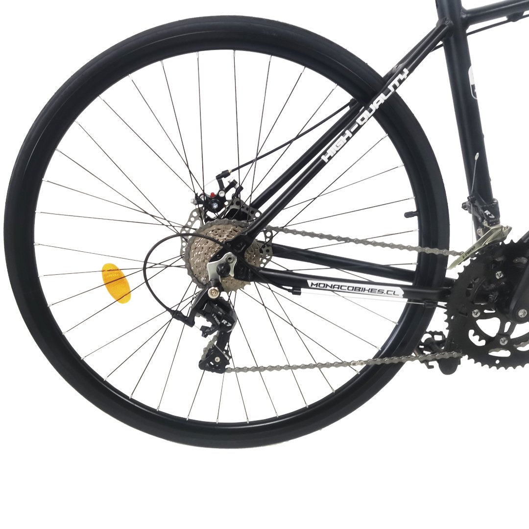 Bicicleta Mónaco Moneguetti Negra Ruta/Gravel Aro 700x25C (Compatible con 35C)
